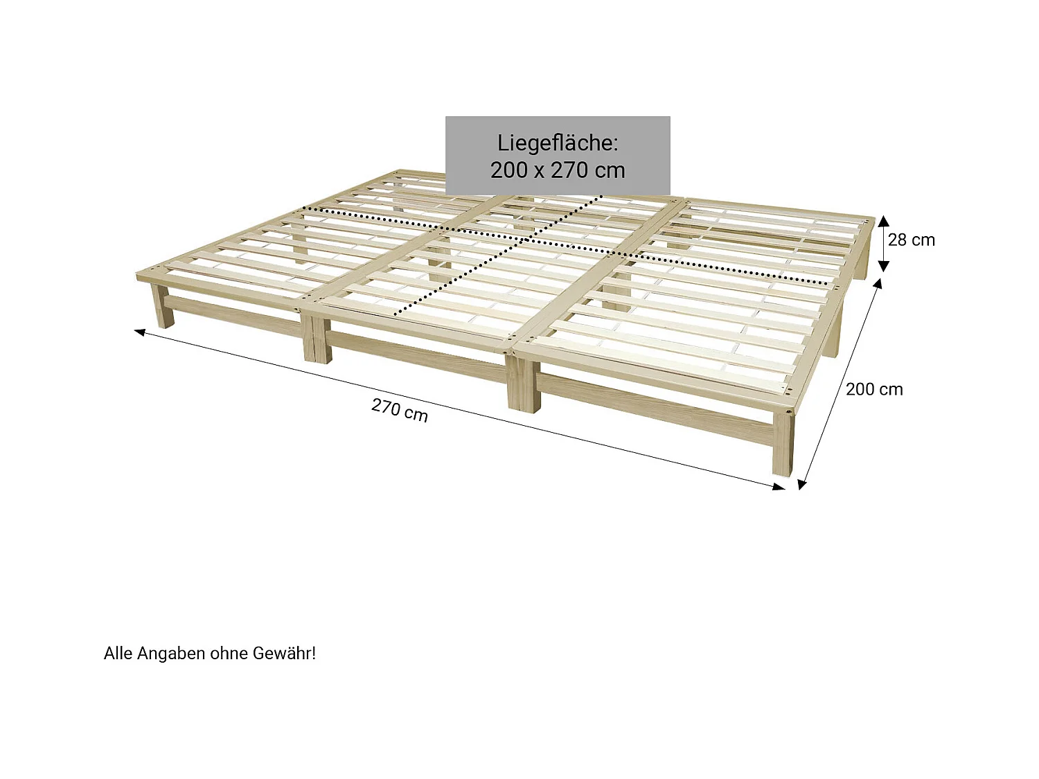 Łóżko 270x200 cm Solidna rama Futon