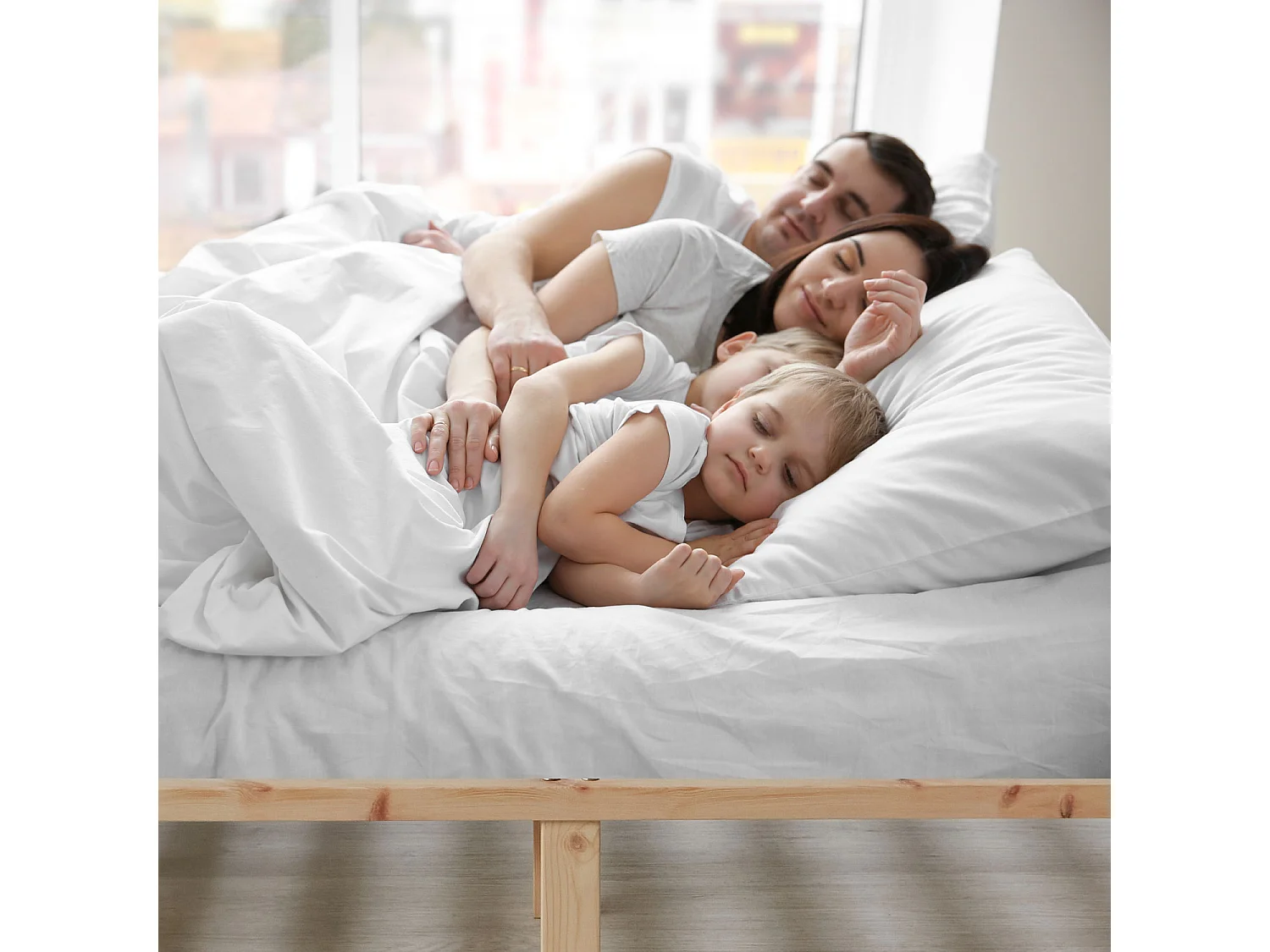 Bed 270x200 cm Massief Frame Futon