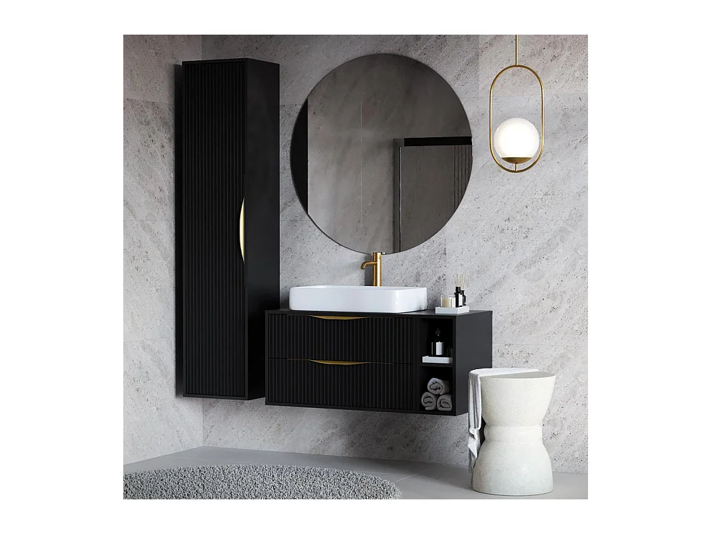 Badezimmerschrank 170x38x33 cm schwarz Anvers