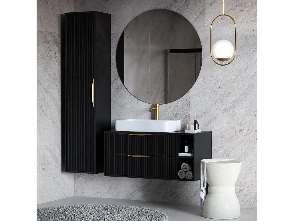 Badezimmerschrank 170x38x33 cm schwarz Anvers