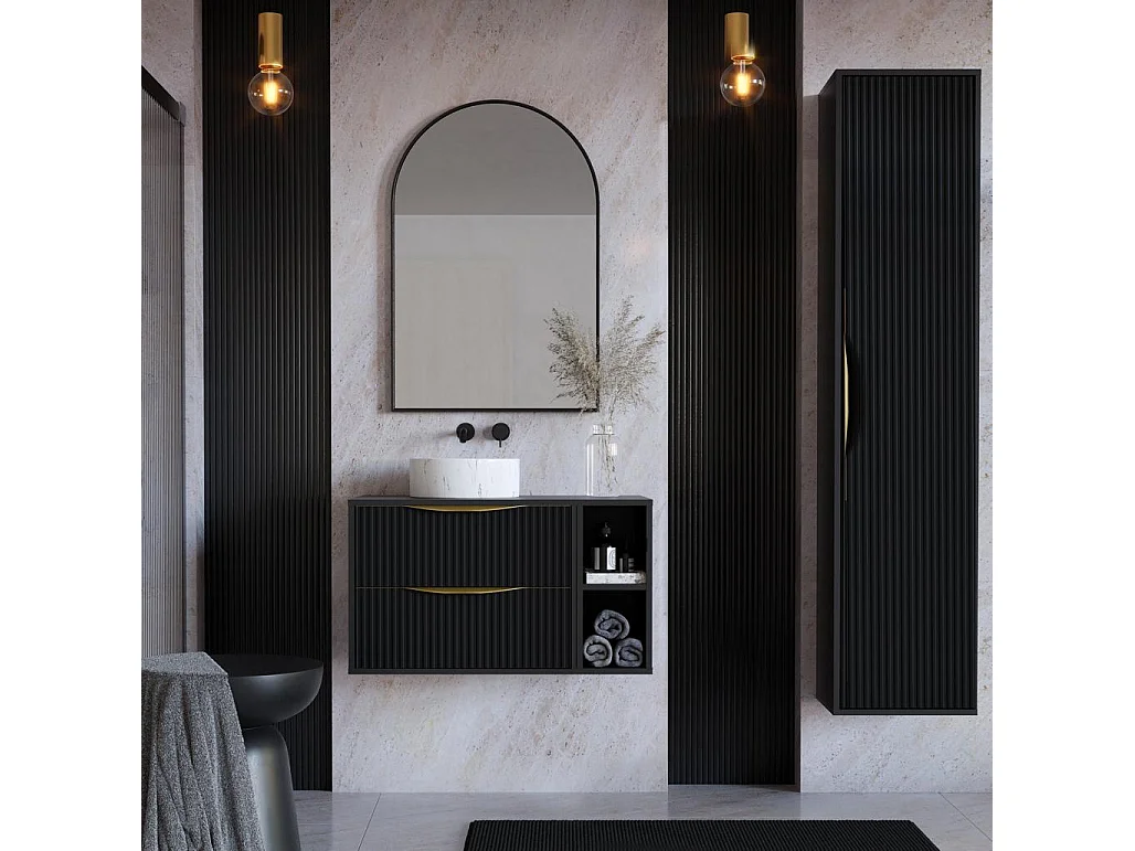 Badezimmerschrank 170x38x33 cm schwarz Anvers