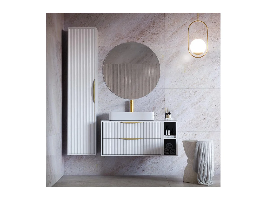 Badezimmerschrank 170x38x33 cm weiß Anvers