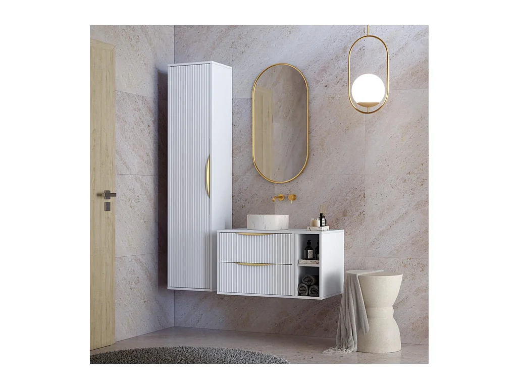 Badezimmerschrank 170x38x33 cm weiß Anvers