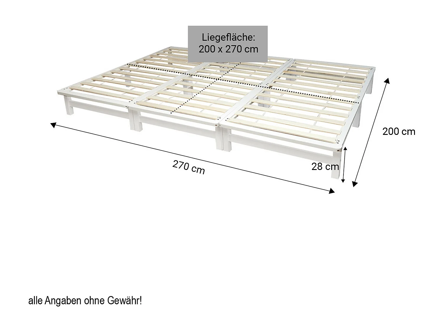Bed 270x200 cm wit houten familiebad