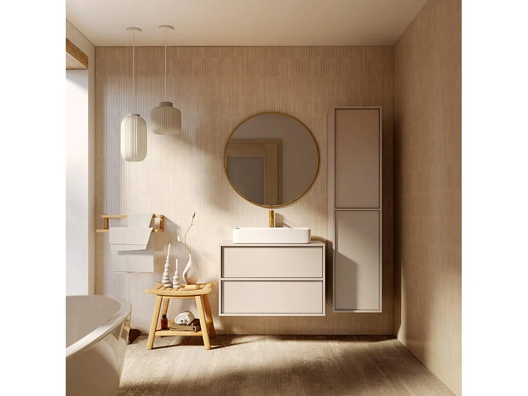 Armoire de salle de bain 38x33x160 cm cachemire Planck