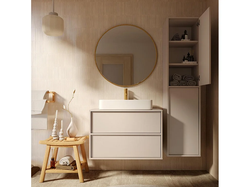 Armoire de salle de bain 38x33x160 cm cachemire Planck