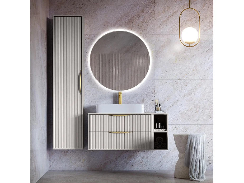 Armário de casa de banho 170x38x33 cm branco sujo anvers