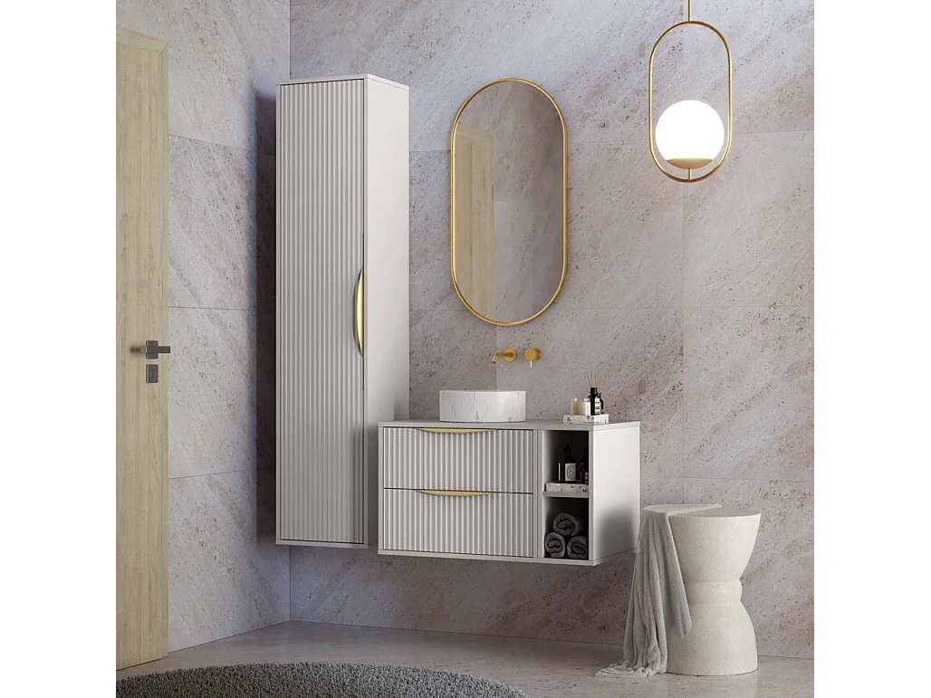 Armário de casa de banho 170x38x33 cm branco sujo anvers