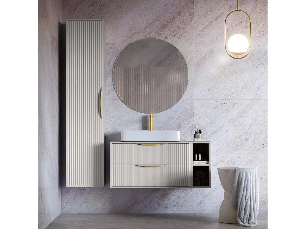 Armário de casa de banho 170x38x33 cm branco sujo anvers