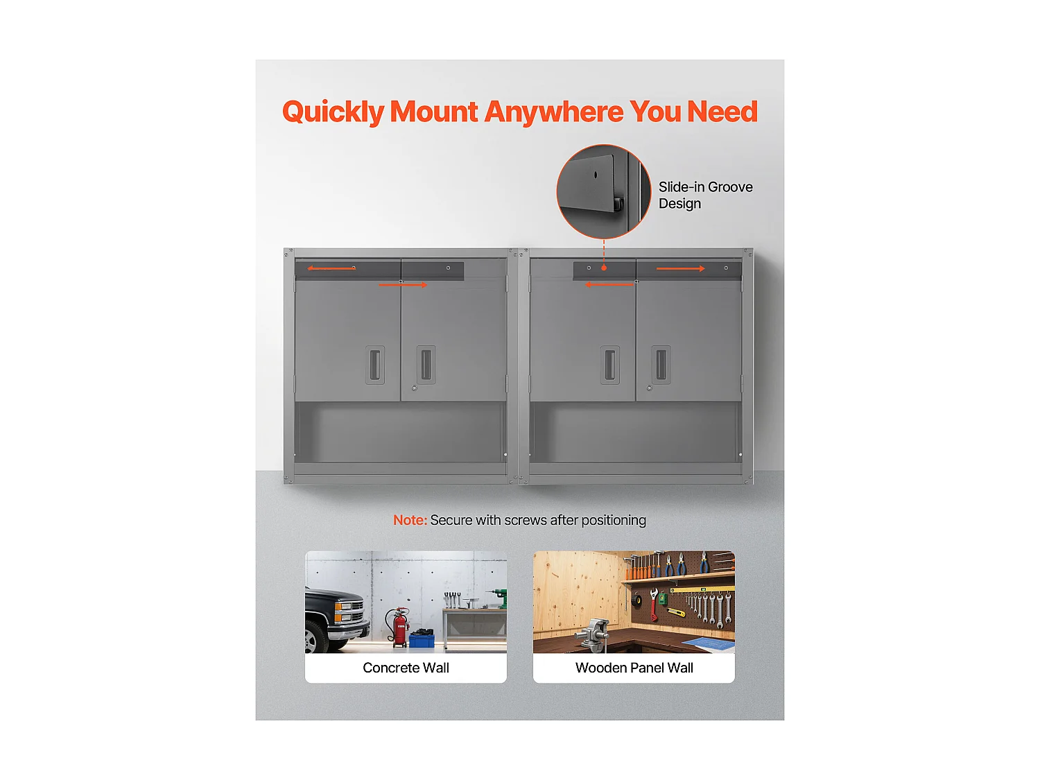 Wandschrank Werkstatt SucceBuy, 76,2 x 31 x 76,2 cm, Werkzeugschrank Garage Hängend aus Metall, Wandlagerung, mit Verriegelbarer Tür, Kapazität 163,3 kg