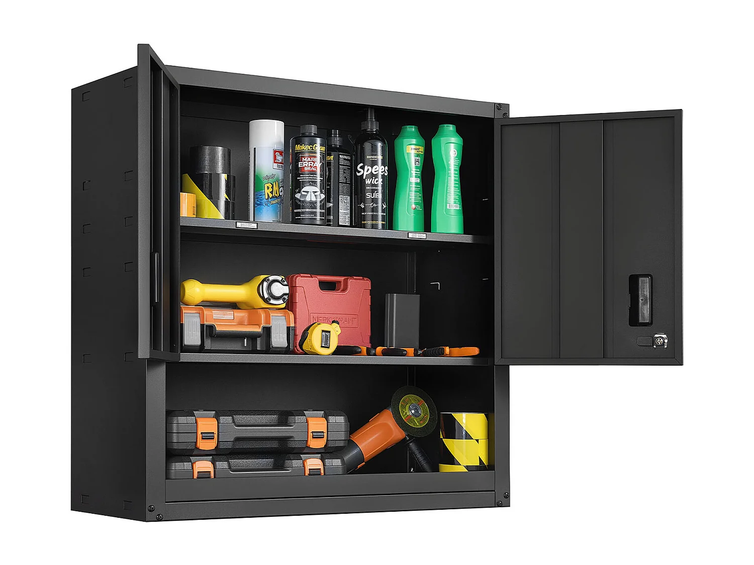 Wandschrank Werkstatt SucceBuy, 76,2 x 31 x 76,2 cm, Werkzeugschrank Garage Hängend aus Metall, Wandlagerung, mit Verriegelbarer Tür, Kapazität 163,3 kg