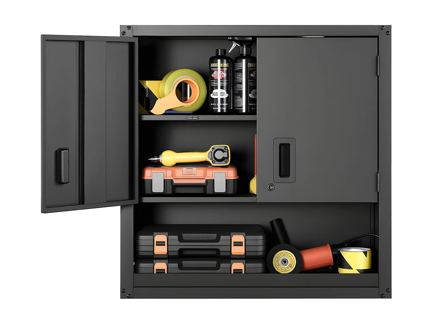 Wandschrank Werkstatt SucceBuy, 76,2 x 31 x 76,2 cm, Werkzeugschrank Garage Hängend aus Metall, Wandlagerung, mit Verriegelbarer Tür, Kapazität 163,3 kg