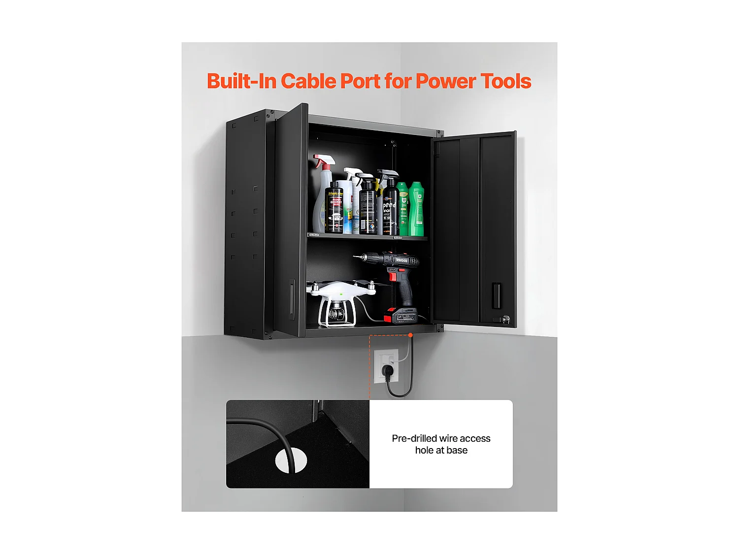 Armoire Murale Atelier SucceBuy, 76,2 x 31 x 76,2 cm, Armoire à Outils Garage Suspendue, Rangement Mural, avec Porte Verrouillable, Capacité 108,86 kg