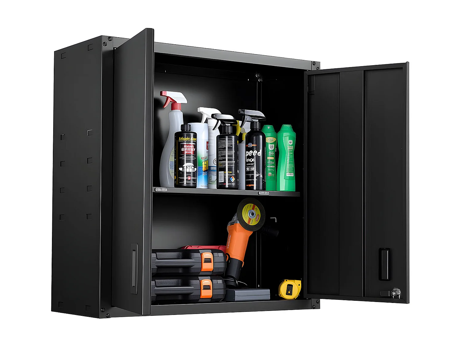 Armoire Murale Atelier SucceBuy, 76,2 x 31 x 76,2 cm, Armoire à Outils Garage Suspendue, Rangement Mural, avec Porte Verrouillable, Capacité 108,86 kg