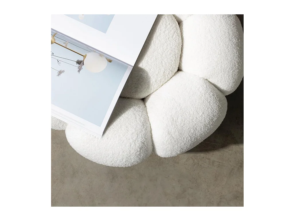 Poef 61x61x31 cm wit Perle