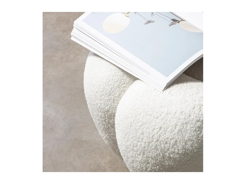 Pouf 61x61x31 cm weiß Perle