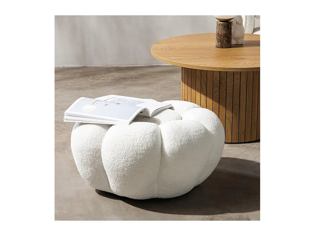 Pouf 61x61x31 cm weiß Perle