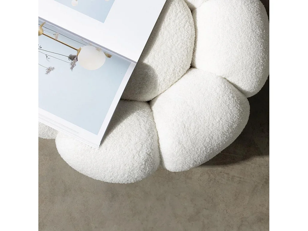 Poef 61x61x31 cm wit Perle