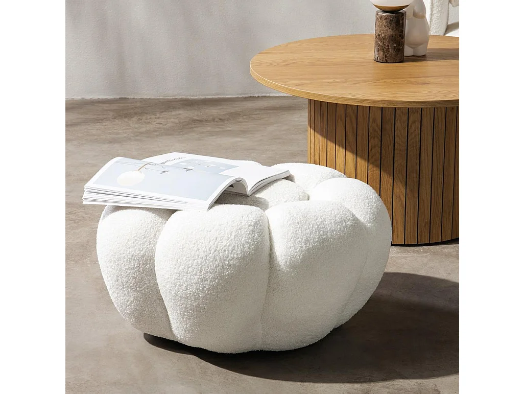 Poef 61x61x31 cm wit Perle