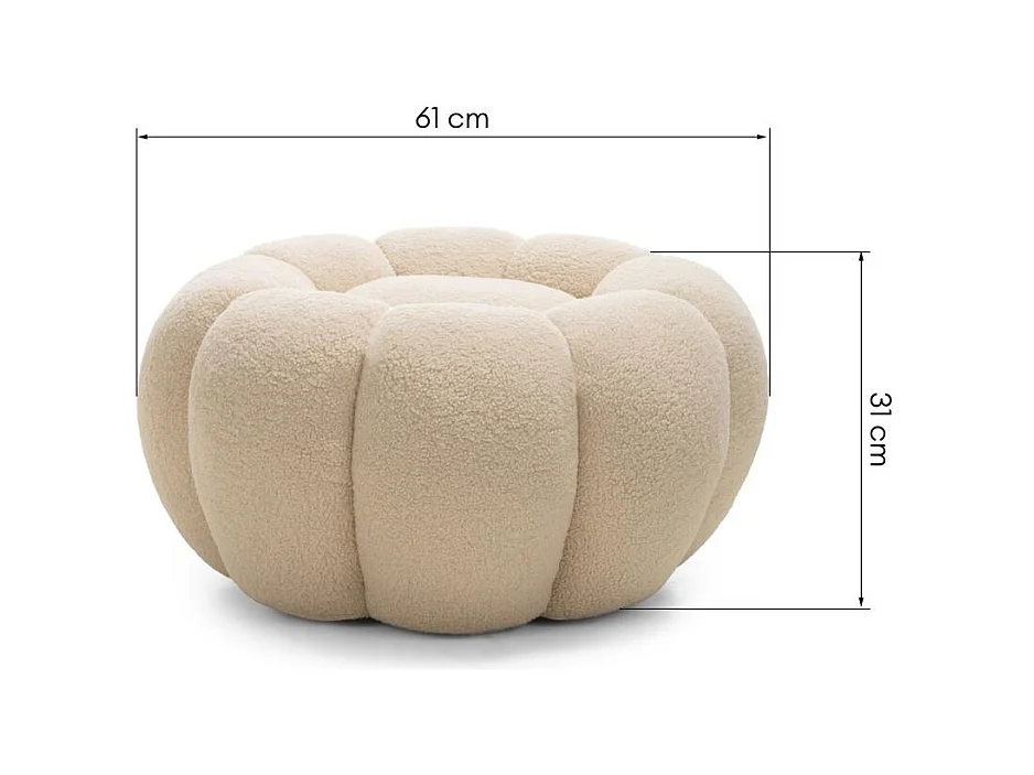 Pouf 61x61x31 cm beige Perle