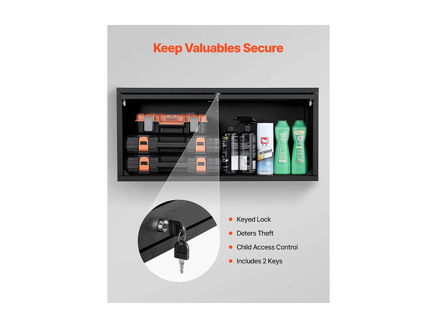 Armario de Pared SucceBuy Taller, 77 x 30,5 x 35,6 cm, Armario de Herramientas Garaje Suspendido Metal, Almacenamiento de Pared, con Puerta Plegable