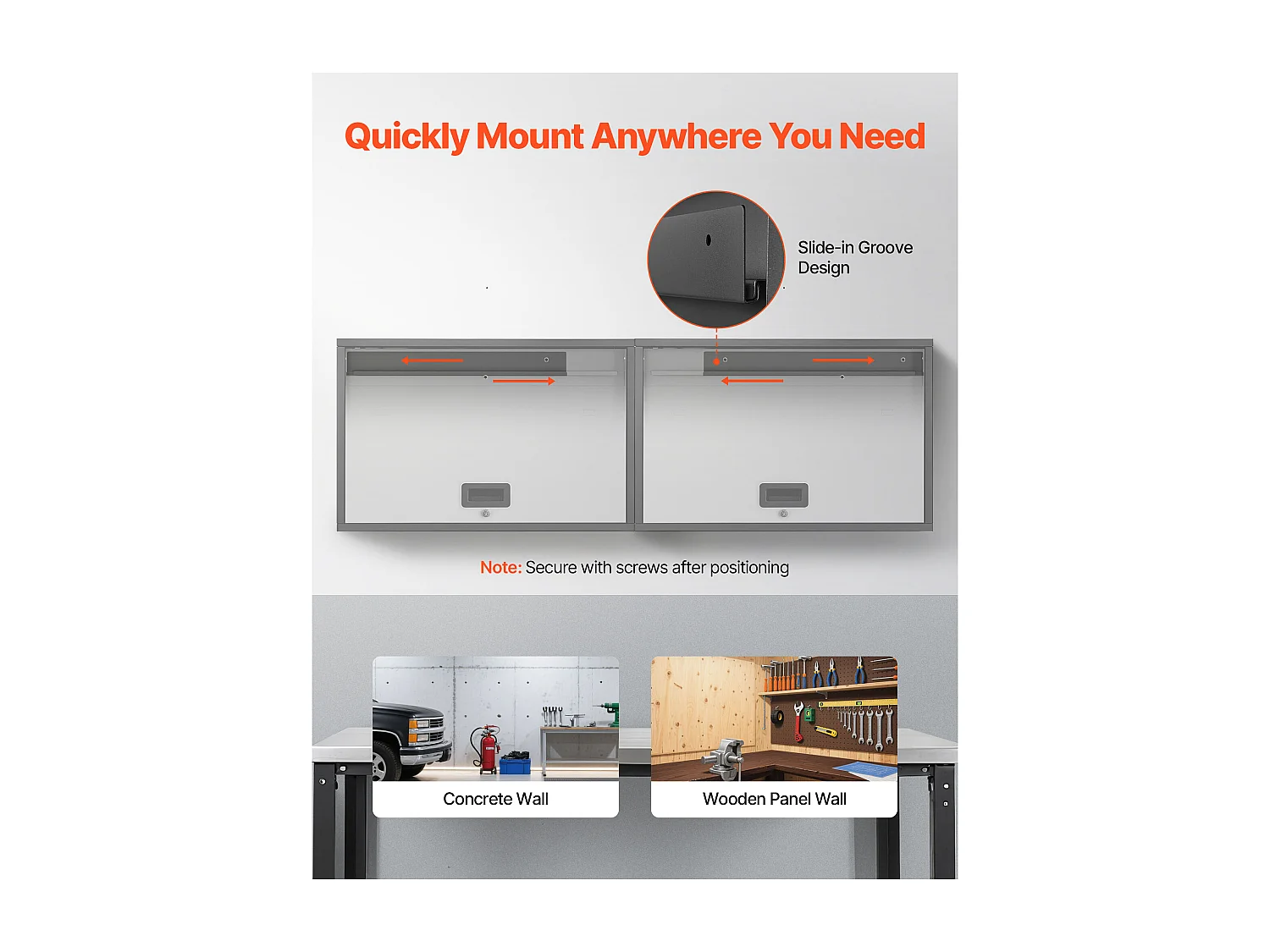 Wandschrank Werkstatt SucceBuy, 77 x 30,5 x 50 cm, Werkzeugschrank Garage Hängend Metall, Wandlagerung, mit Klapptür, Tragfähigkeit 108,86 kg