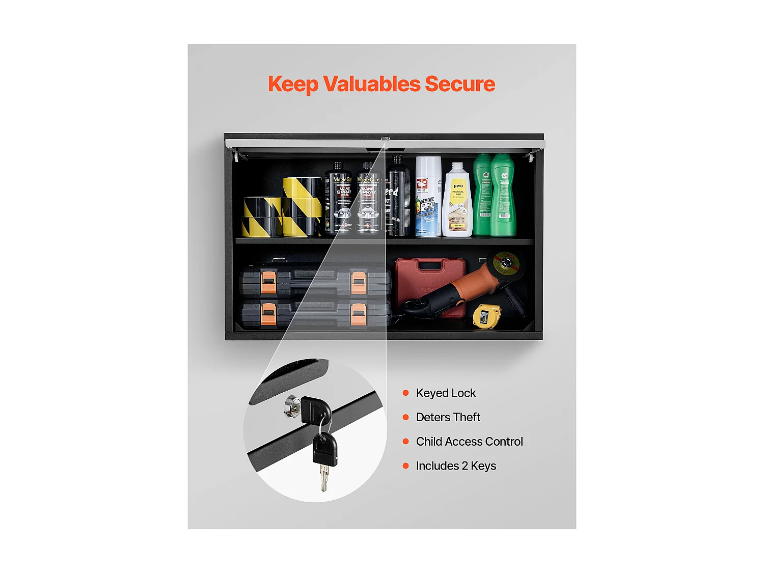 Armoire Murale Atelier SucceBuy, 77 x 30,5 x 50 cm, Armoire à Outils Garage Suspendue Métal, Rangement Mural, avec Porte Rabattable, Capacité de Charge 108,86 kg