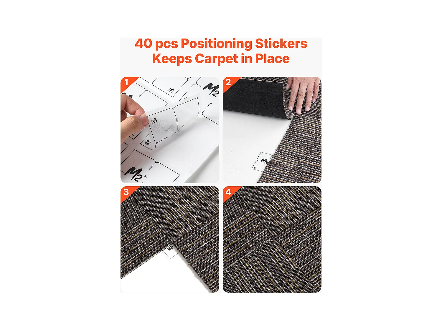 Dalle de Moquette Réutilisable SucceBuy, 61 x 61 cm, Lot de 24, Couverture 8,9 ㎡, Épaisseur 6 mm, à Poils Ras, Revêtement de Sol Doux Modulaire Carré