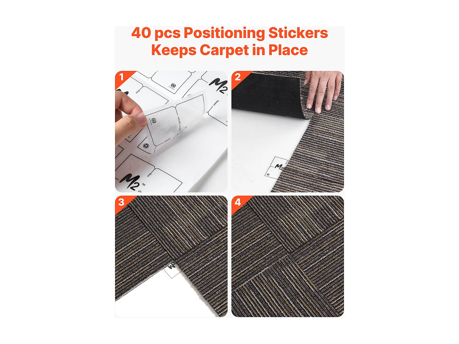 Dalle de Moquette Réutilisable SucceBuy, 61 x 61 cm, Lot de 24, Couverture 8,9 ㎡, Épaisseur 6 mm, à Poils Ras, Revêtement de Sol Doux Modulaire Carré