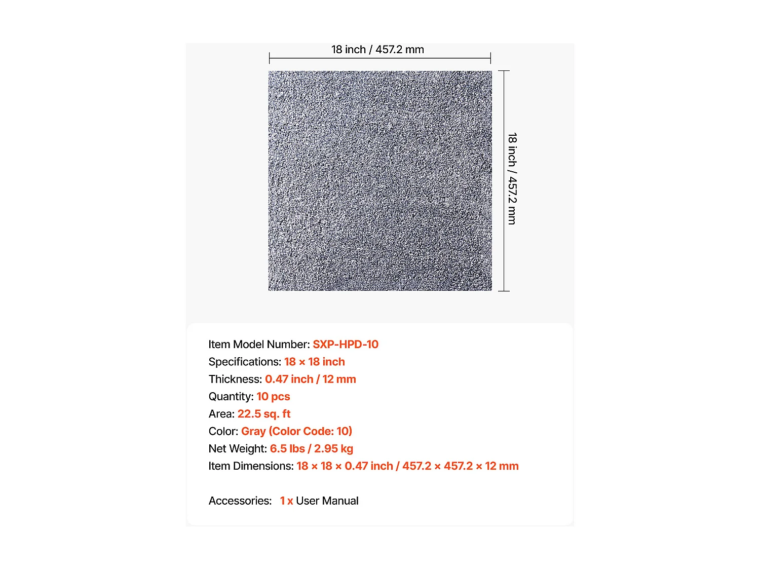 Dalle de Moquette Autocollante SucceBuy, 45,7 x 45,7 cm, Lot de 10, Couverture 2 ㎡, Épaisseur 12 mm, à Poils Ras, Revêtement de Sol Doux Modulaire Carré