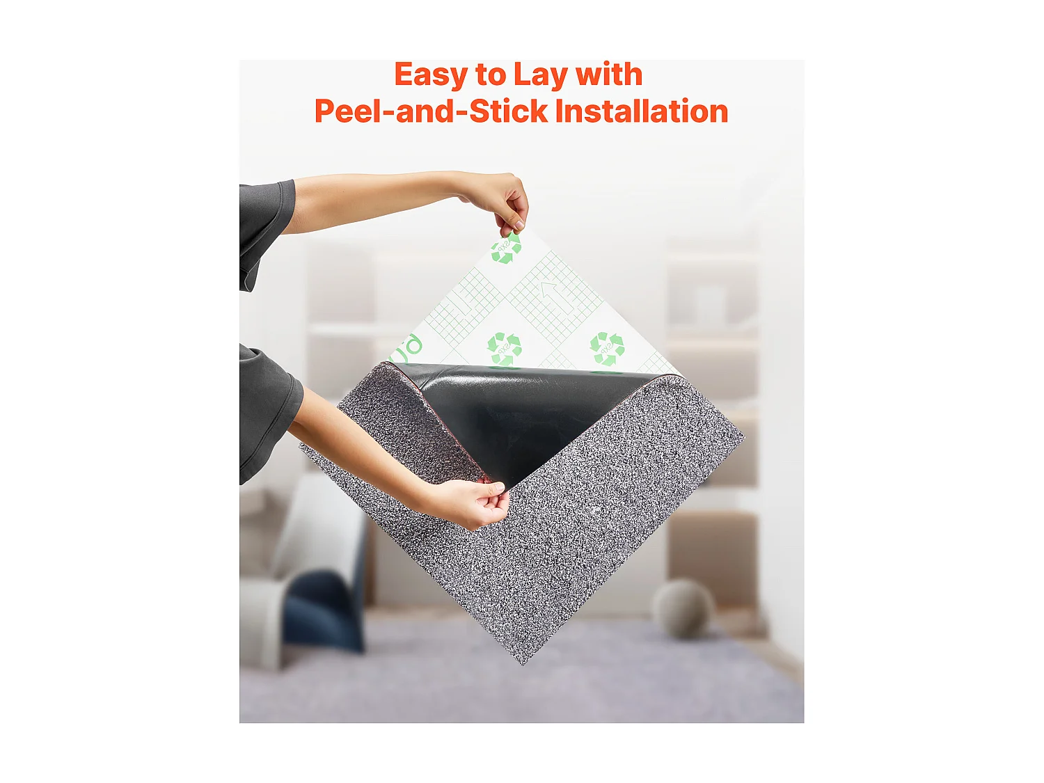 Dalle de Moquette Autocollante SucceBuy, 45,7 x 45,7 cm, Lot de 10, Couverture 2 ㎡, Épaisseur 12 mm, à Poils Ras, Revêtement de Sol Doux Modulaire Carré