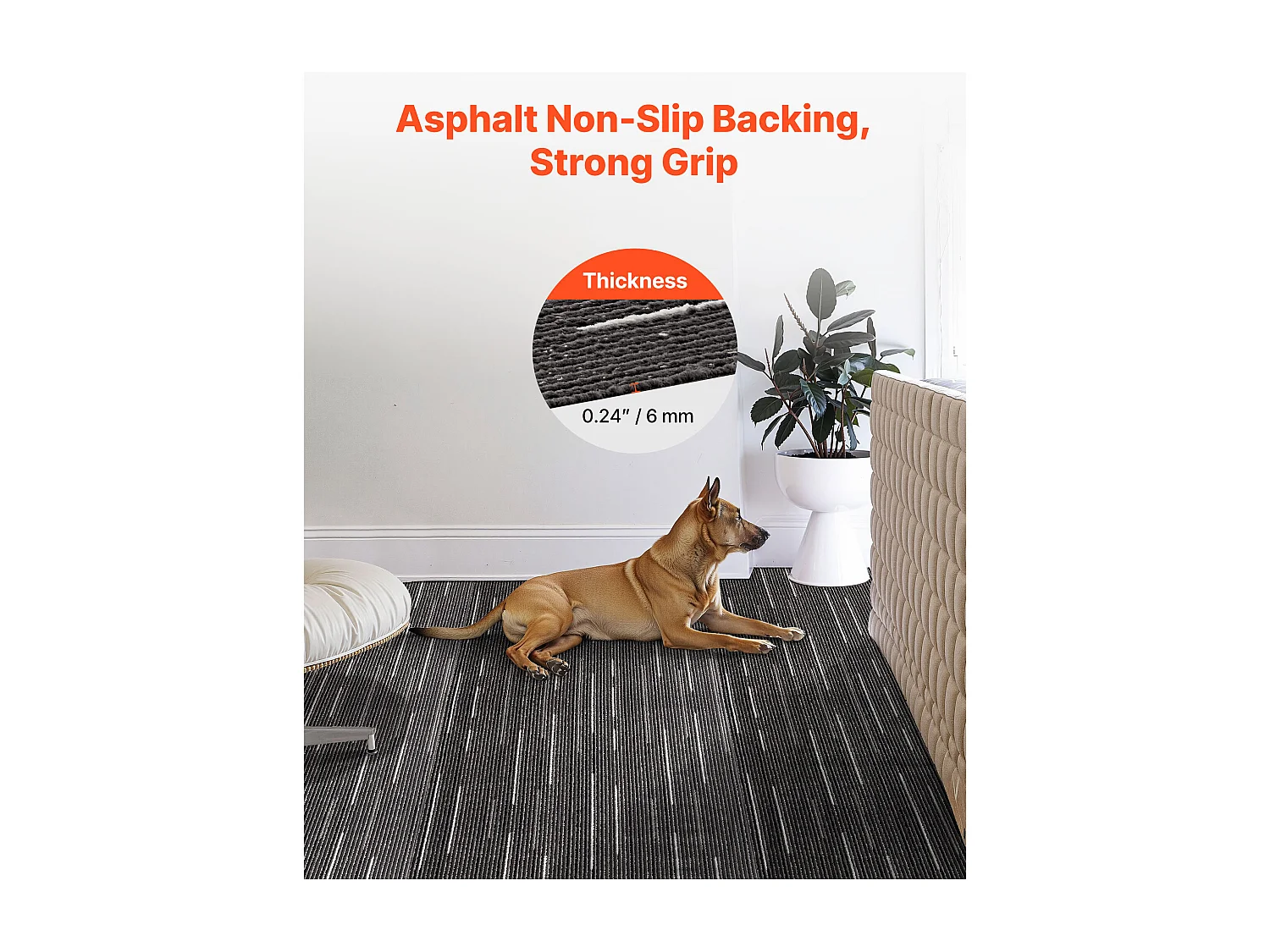 Dalle de Moquette Réutilisable SucceBuy, 61x61 cm, Lot de 24, Couverture 8,9 ㎡, Épaisseur 6 mm, à Poils Ras, Revêtement de Sol Doux Modulaire Carré pour Salon