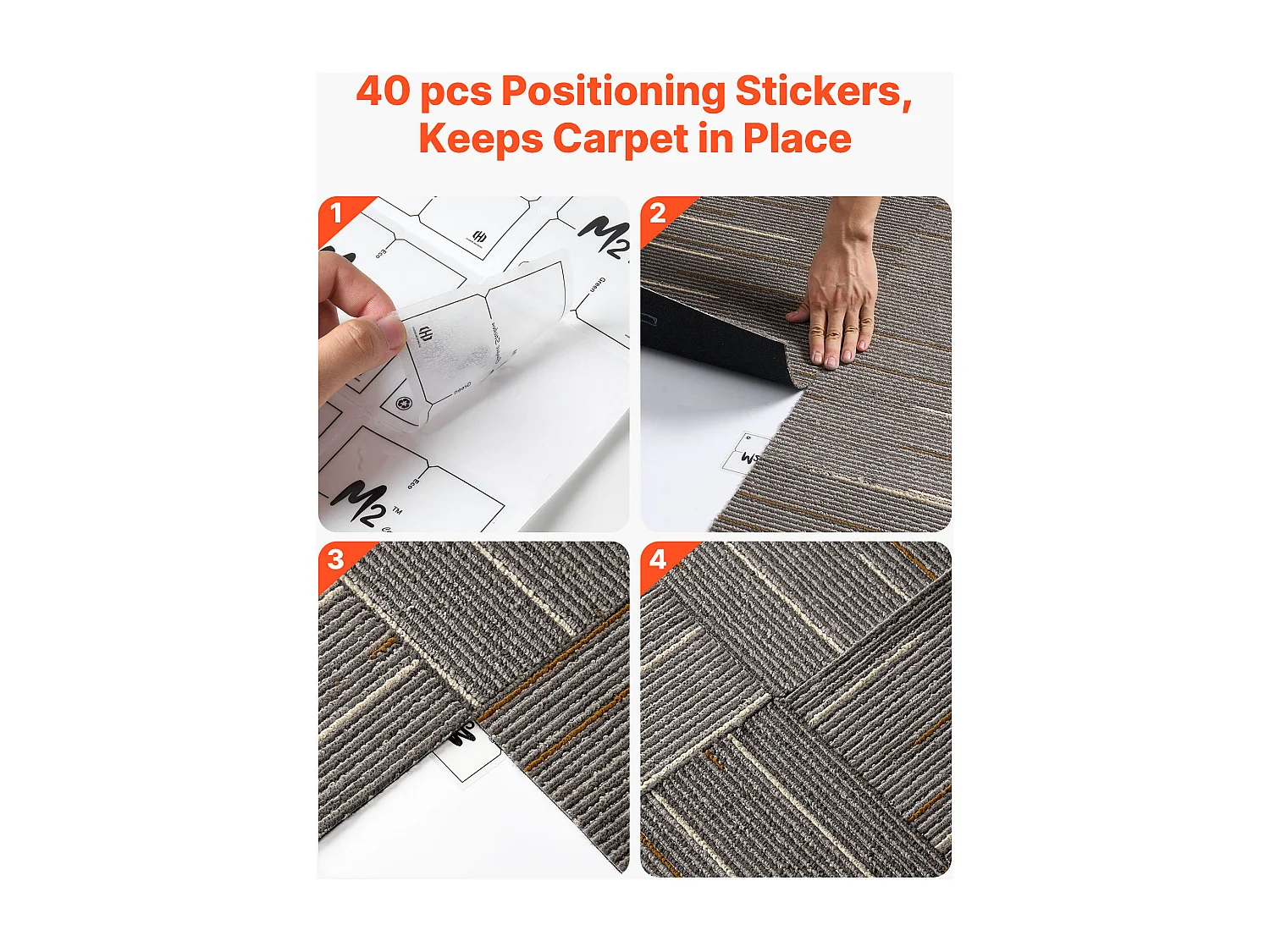 Dalle de Moquette Réutilisable SucceBuy, 61 x 61 cm, Lot de 24, Couverture 8,9 ㎡, Épaisseur 6 mm, à Poils Ras, Revêtement de Sol Doux Modulaire et Carré, Marron