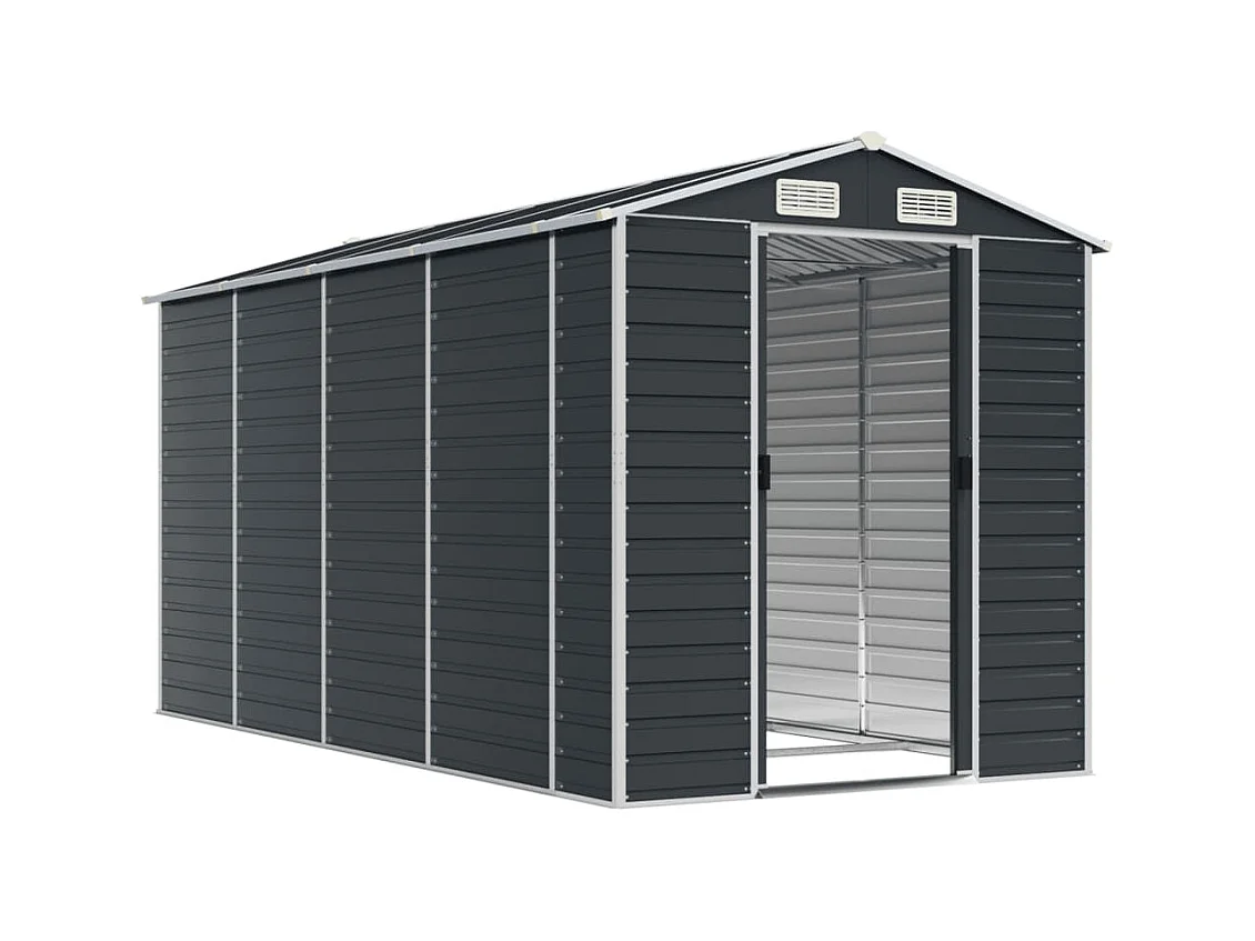 Tampa  Abri de jardin anthracite 191x385x198 cm acier galvanisé