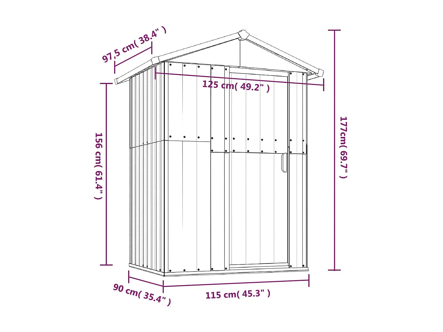 Nysse  Abri de jardin Anthracite 126x97,5x177 cm Acier galvanisé