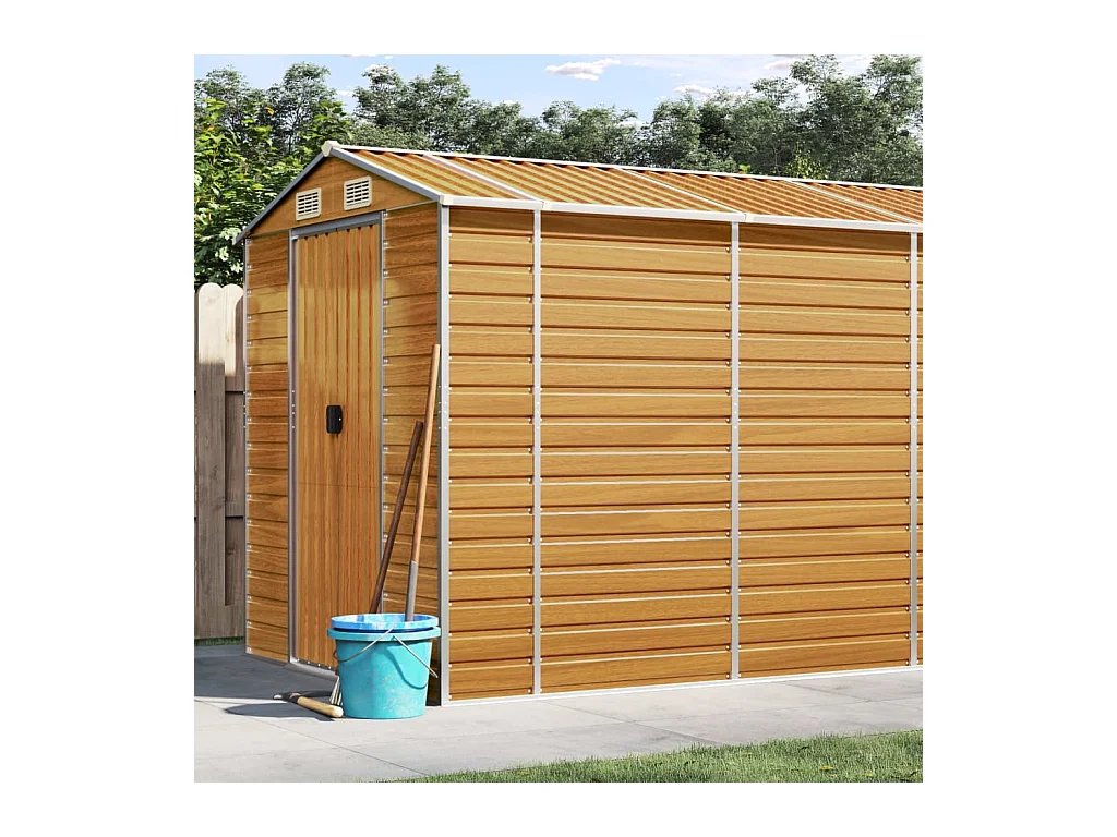 Tampa  Abri de jardin marron clair 191x895x198 cm acier galvanisé