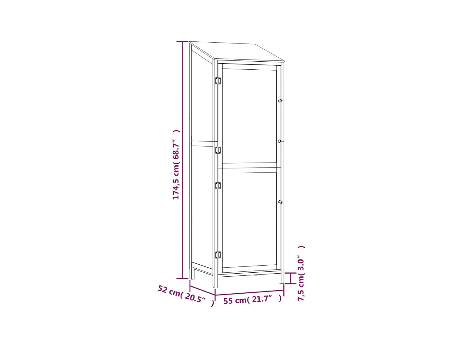 Bristol  Tuinschuur 55x52x174,5 cm massief vurenhout wit