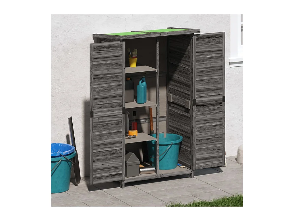 Émilien-Paul  Abri à outils de jardin gris 83x57x140 cm bois massif pin