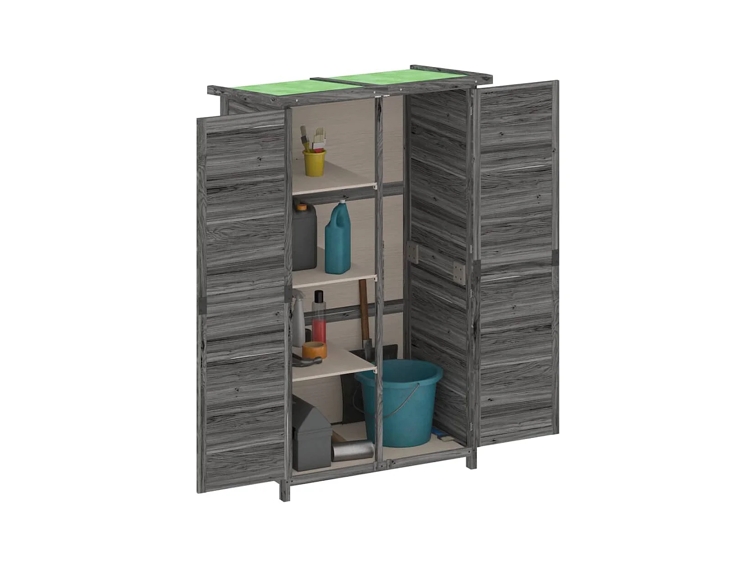 Émilien-Paul  Abri à outils de jardin gris 83x57x140 cm bois massif pin