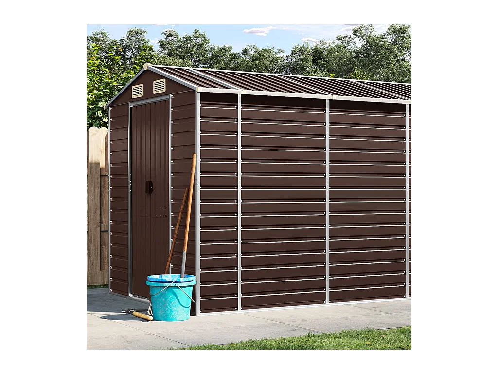Tampa  Abri de jardin marron 191x810x198 cm acier galvanisé