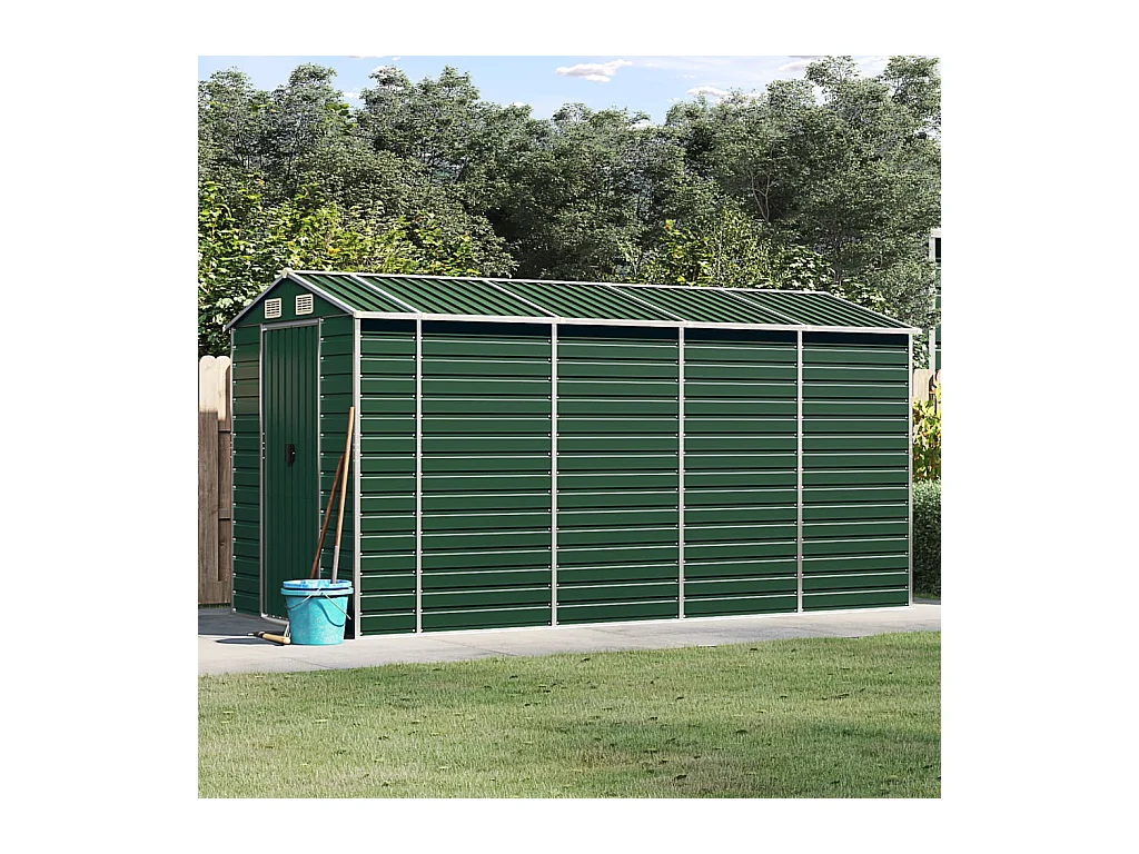 Tampa  Abri de jardin vert 191x385x198 cm acier galvanisé