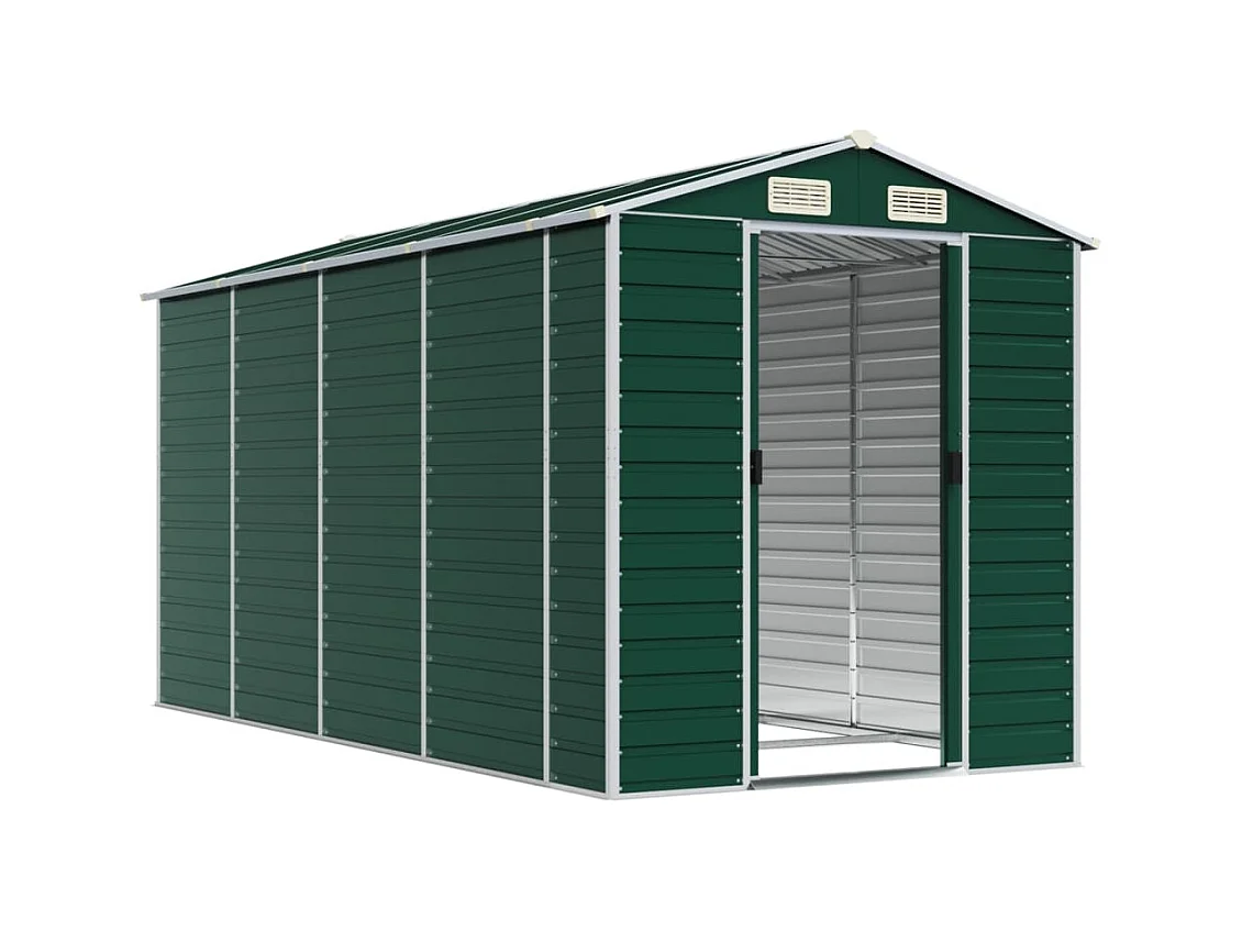 Tampa  Abri de jardin vert 191x385x198 cm acier galvanisé