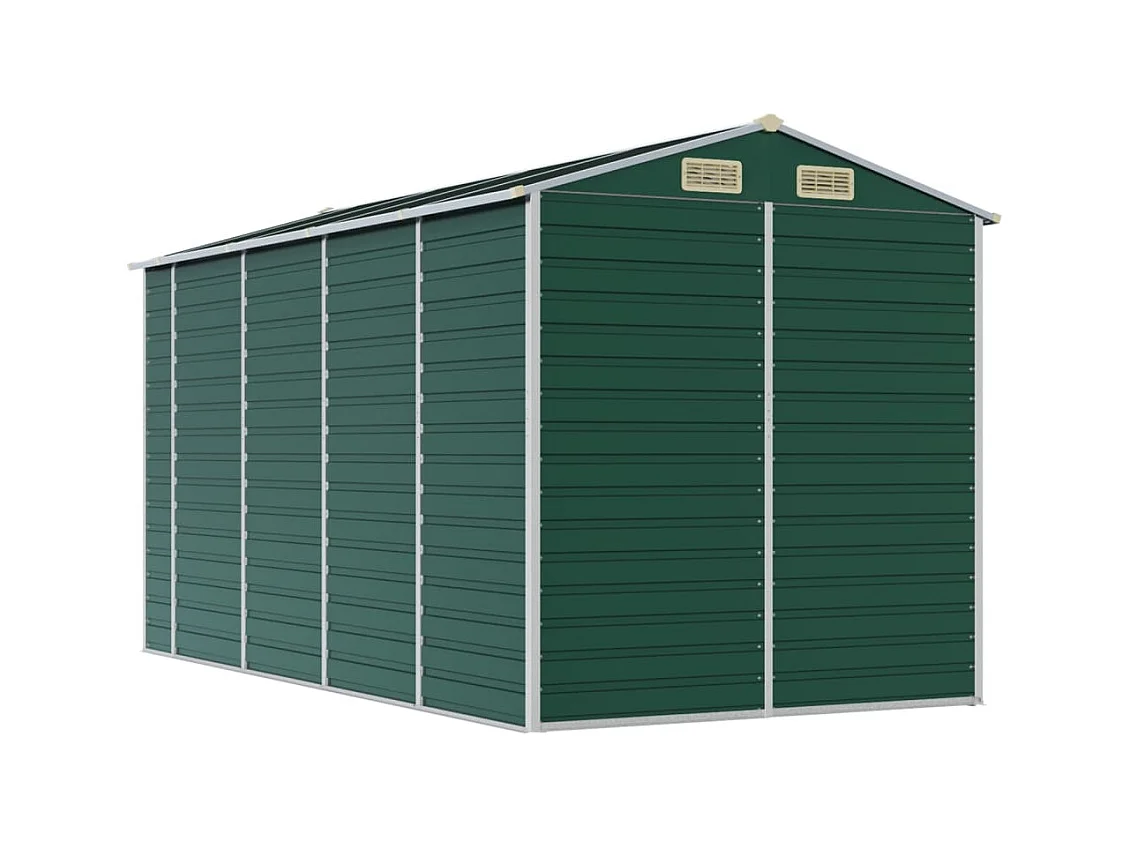Tampa  Abri de jardin vert 191x385x198 cm acier galvanisé