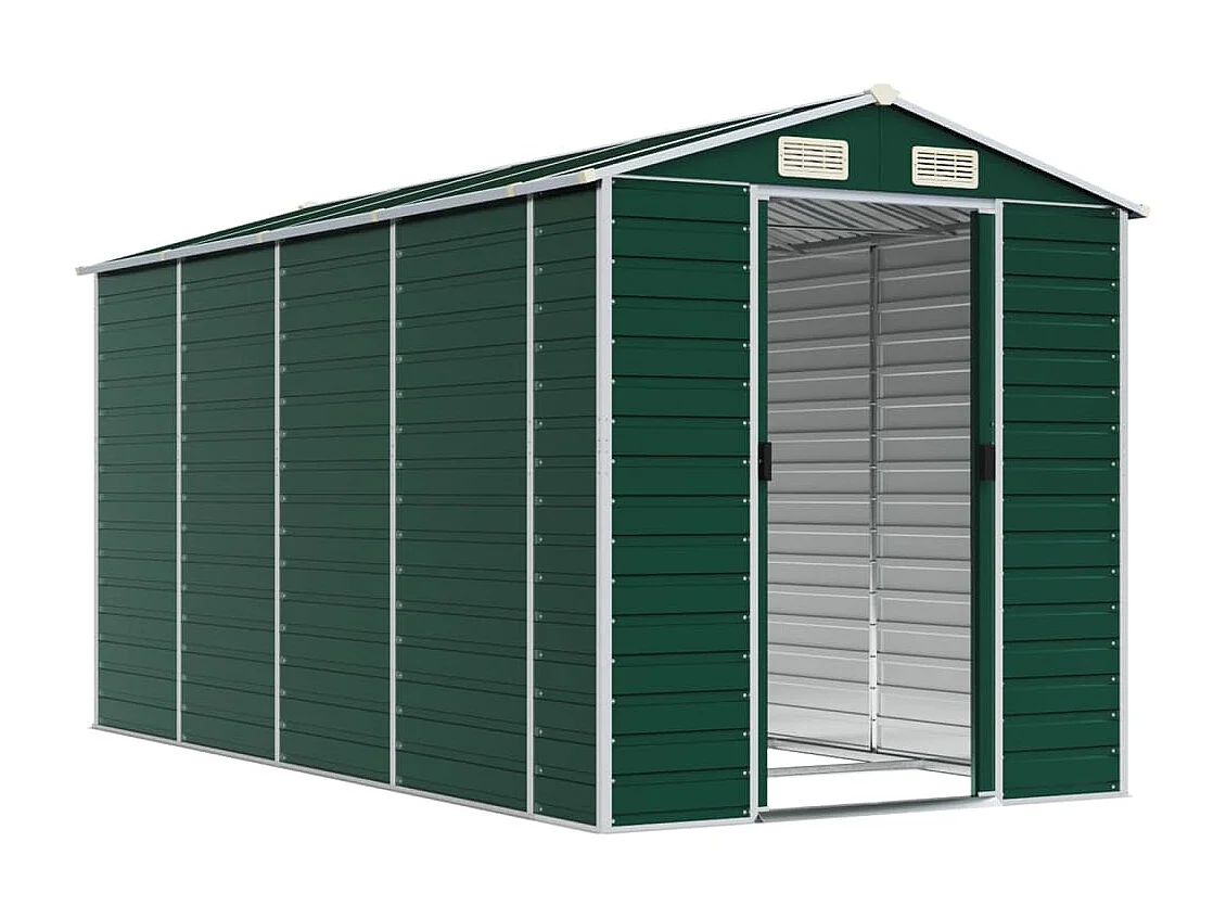 Tampa  Cobertizo de jardín acero galvanizado verde 191x385x198 cm