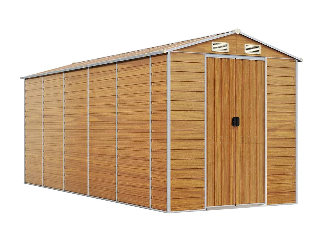 Tampa  Abri de jardin marron clair 191x470x198 cm acier galvanisé