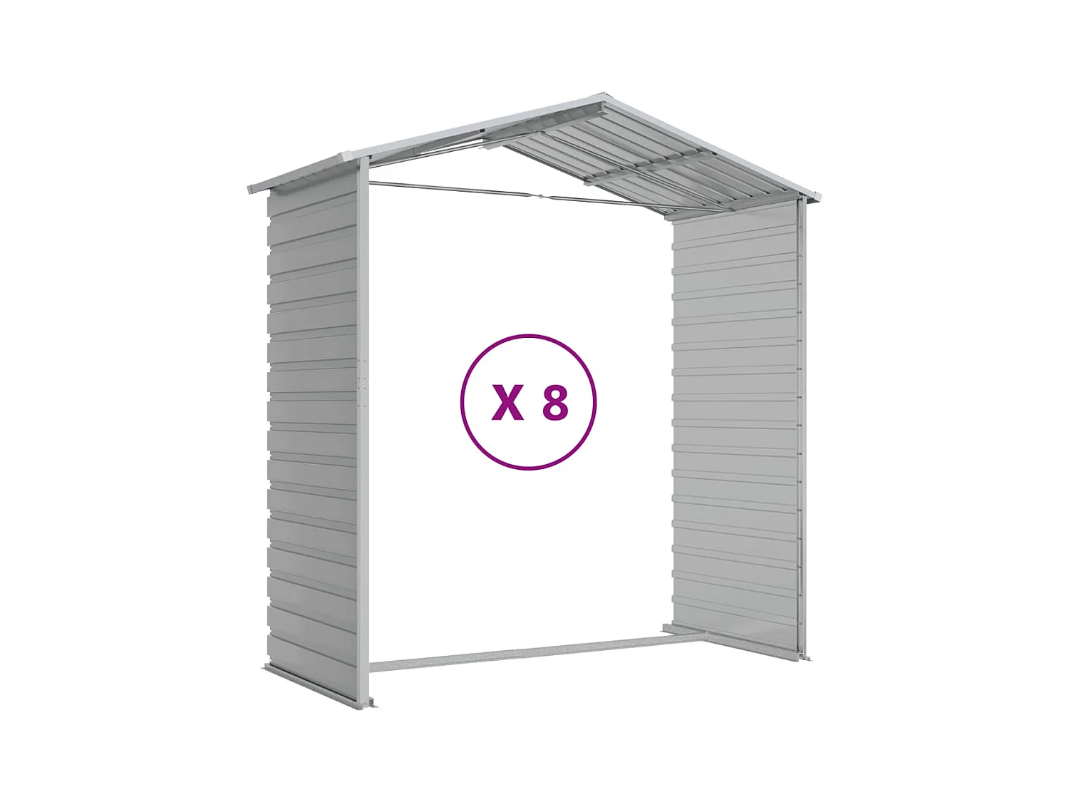 Tampa  Abri de jardin gris clair 191x725x198 cm acier galvanisé