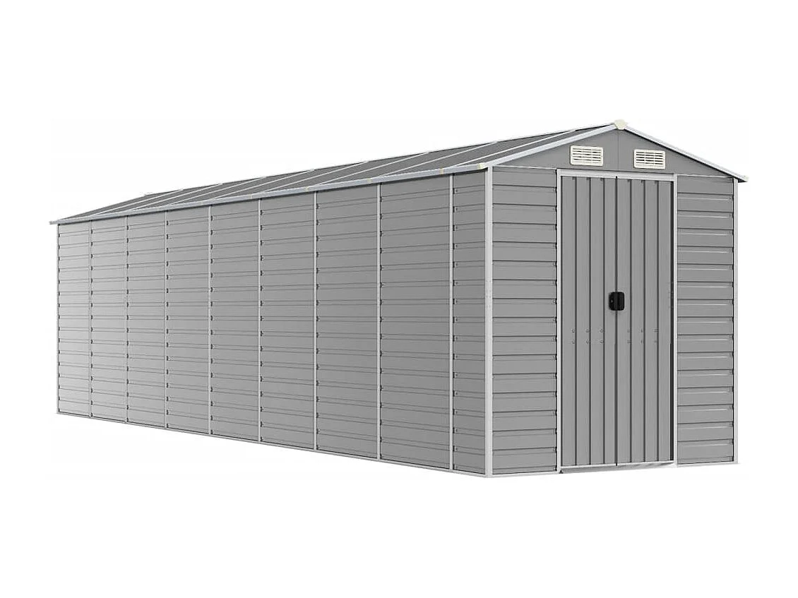 Tampa  Abri de jardin gris clair 191x725x198 cm acier galvanisé