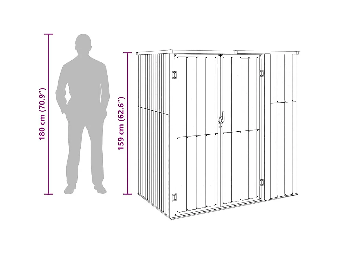 Nicole  Cobertizo herramientas jardín acero galvanizado 161x89x161 cm