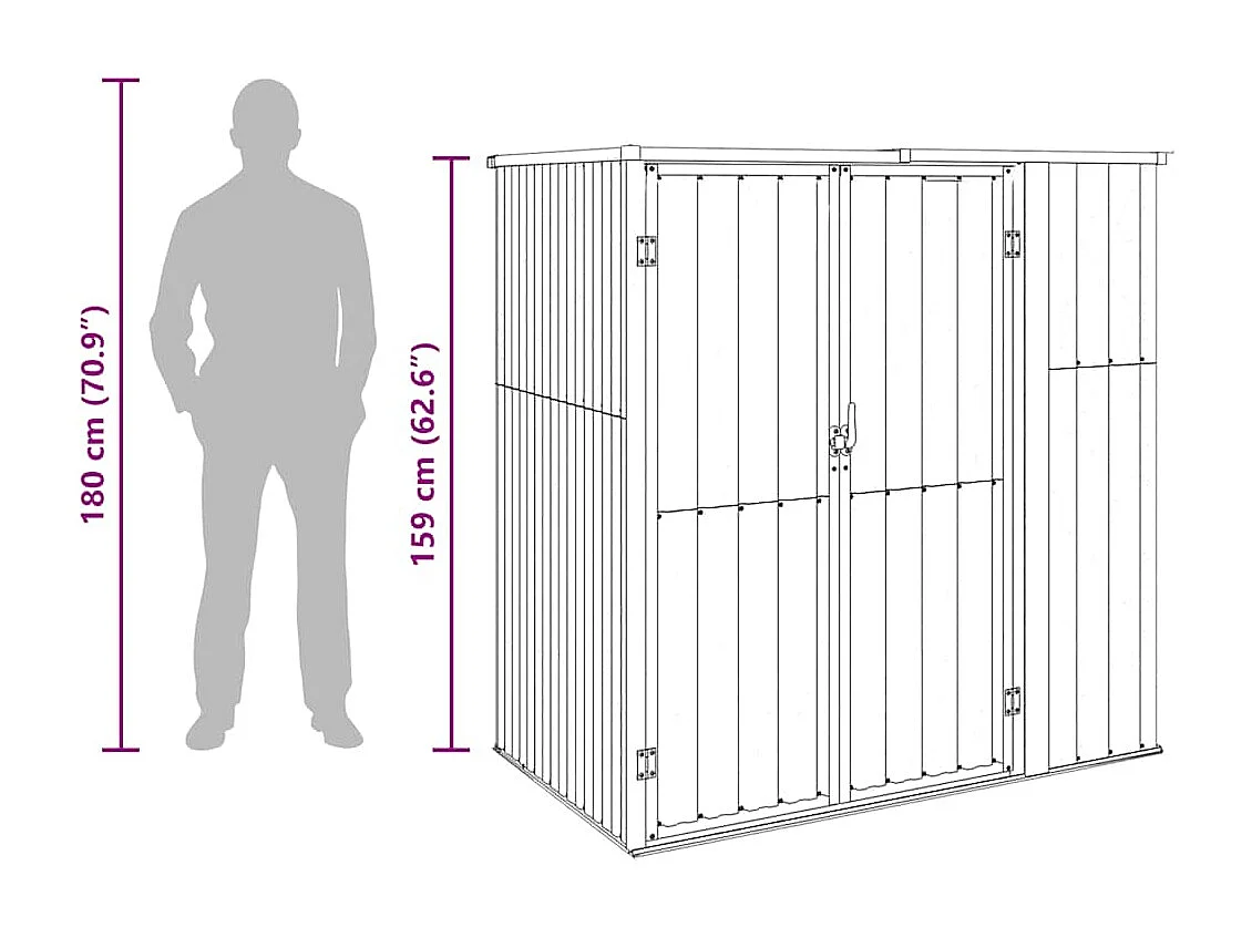 Nicole  Abri à outils de jardin vert 161x89x161 cm acier galvanisé
