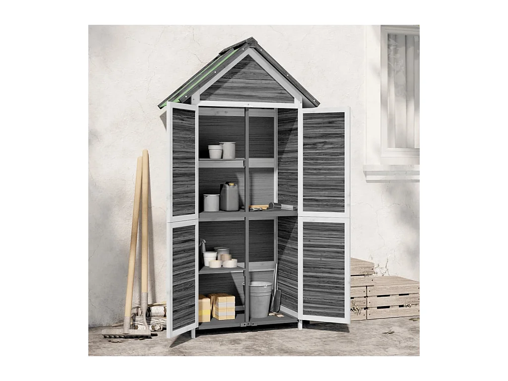 Fontana  Abri à outils de jardin gris 89x52,5x175 cm bois massif pin